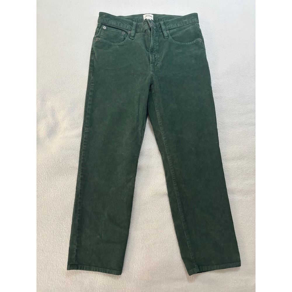 J.Crew Vintage Slim Straight Corduroy Pants Green Preppy Comfort Womens 27P